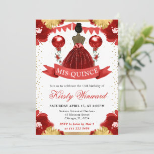 Convite Vestido Vermelho Princesa de Pele Morena Quinze An