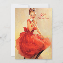 Convite Vestido Vermelho Sexy de Aniversário de 50 anos Es