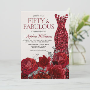 Convite Vestido Vermelho Sparkle e Rosas 50º Shimmer de An