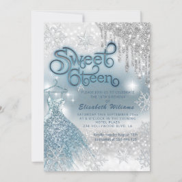 Convite Vestidos azuis adoráveis pingos de prata ombre