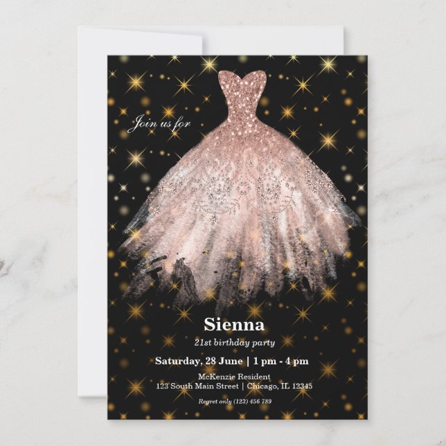 Convite Vestidos de aquarela brilhante (Frente)