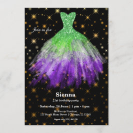 Convite Vestidos de aquarela com glitter