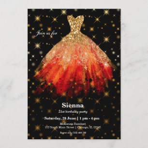 Convite Vestidos de glitter aquarela