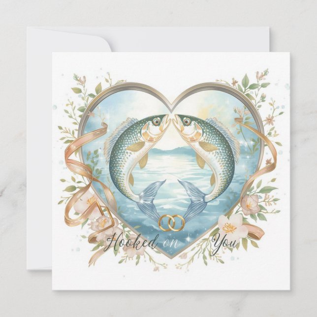 Convite Vestidos de vocês amantes da pesca Casamento Water (Frente)