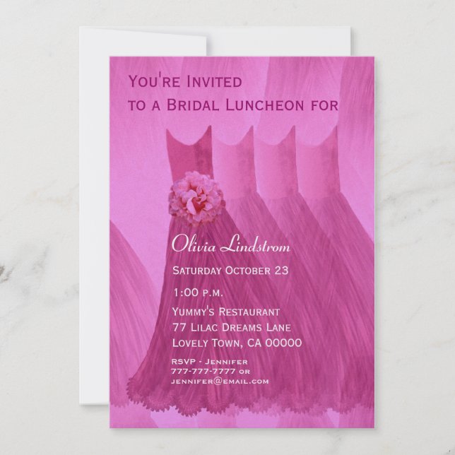 Convite Vestidos do almoço da dama de honra ou do rosa da (Frente)