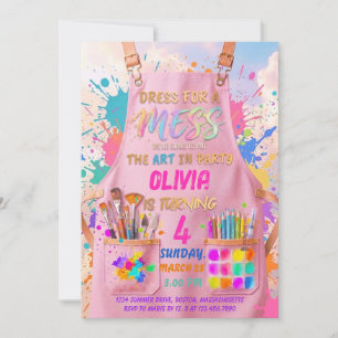 Convite Vestir para um aniversário de festa de pintura art