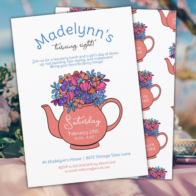 Convite Vestir-Se, Meninas do Tea Party, Aniversário (Criador carregado)