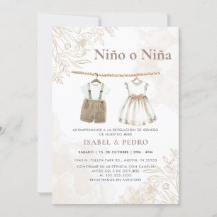 Convite Vestuário De Bebê De Flor Selvagem Espanhol Revisã