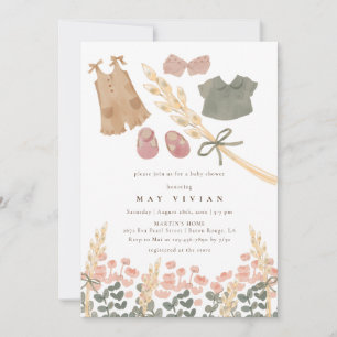 Convite Vestuário e Chá de fraldas de trigo para bebês com