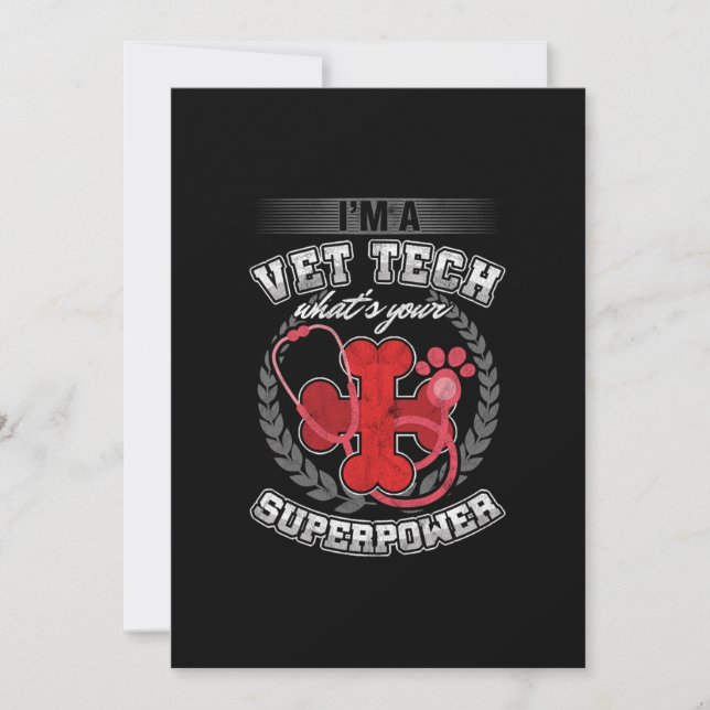 Convite Vet Tech Superpower Veterinarians Animal Care Vete (Frente)