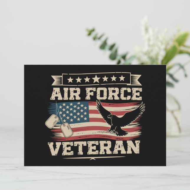 Convite Veteran US Air Force American America Flag  (Em pé/Frente)