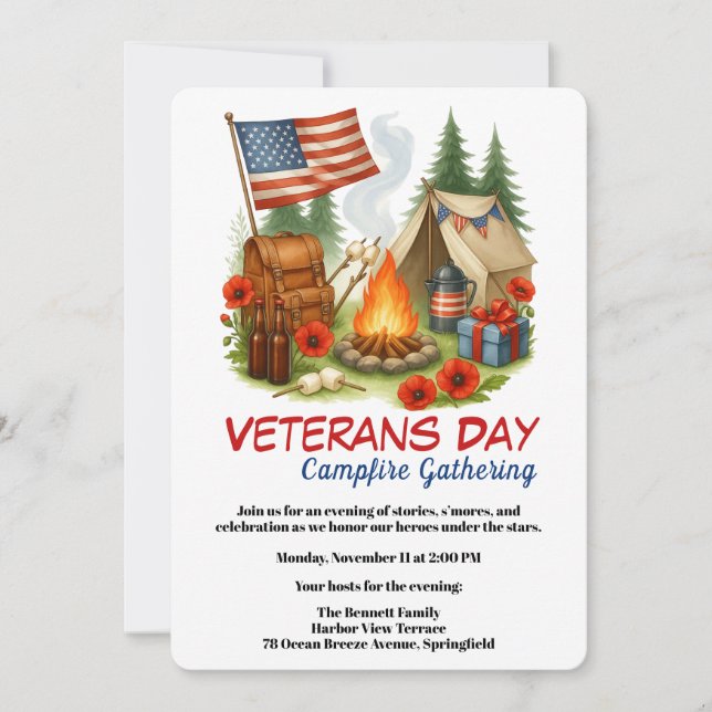 Convite Veterans Day | Campfire Gathering (Frente)