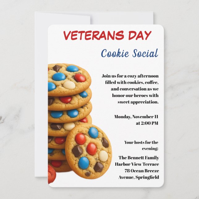 Convite Veterans Day | Cookie Social Celebration (Frente)
