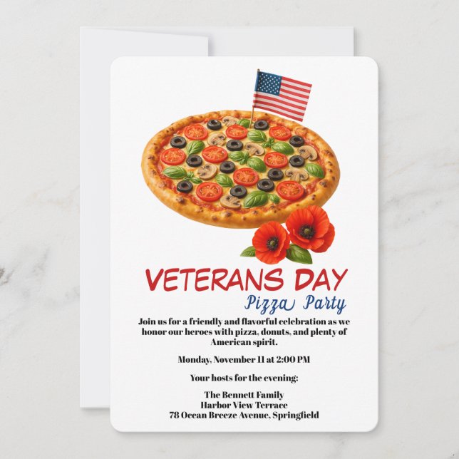 Convite Veterans Day | Fish and chips Celebration (Frente)
