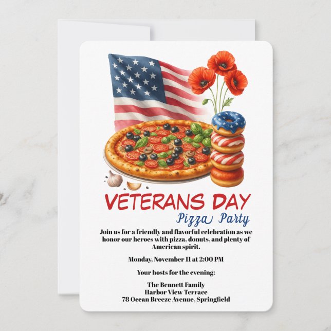 Convite Veterans Day | Fish and chips Celebration (Frente)