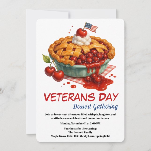 Convite Veterans Day Invitation | Cherry Pie Celebration (Frente)