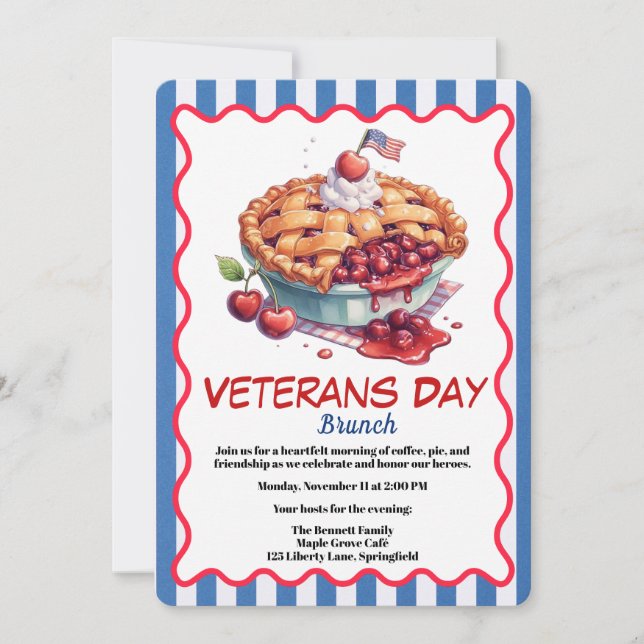 Convite Veterans Day Invitation | Patriotic Brunch (Frente)