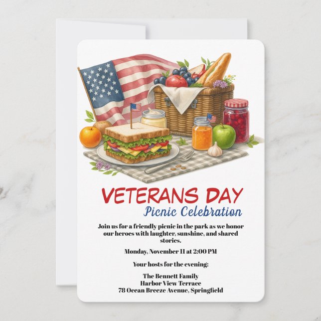 Convite Veterans Day | Picnic Celebration (Frente)