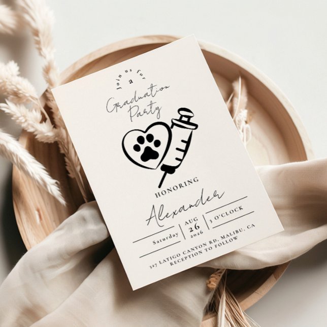 Convite Veterinary Medicine Paw Graduation Party (Criador carregado)