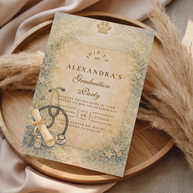 Convite Veterinary White Coat Graduation Party (Criador carregado)