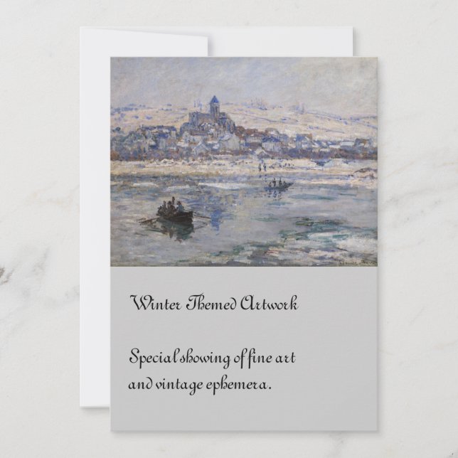 Convite Vetheuil en Hiver Boat no rio (Frente)