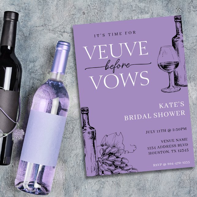 Convite Veuve Antes de Vows Lavanda Chá de panela Roxo (Veuve Before Vows Lavender Purple Bridal Shower Invitation
)