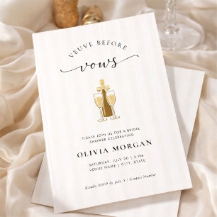 Convite Veuve Before Vows Chuveiro de Noiva Champagne Eleg