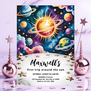 Convite Viagem ao Redor do Sol Espaço 1º Aniversário