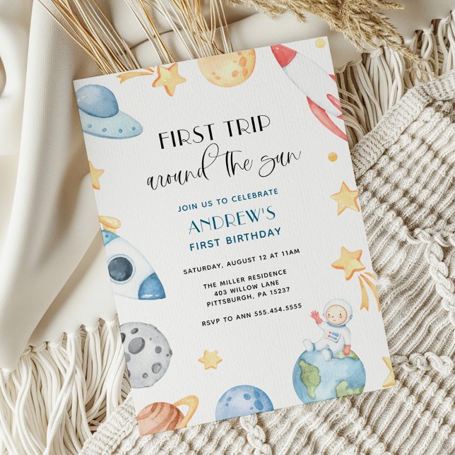 Convite Viagem Ao Redor Do Sol No Exterior Aniversário (Criador carregado)