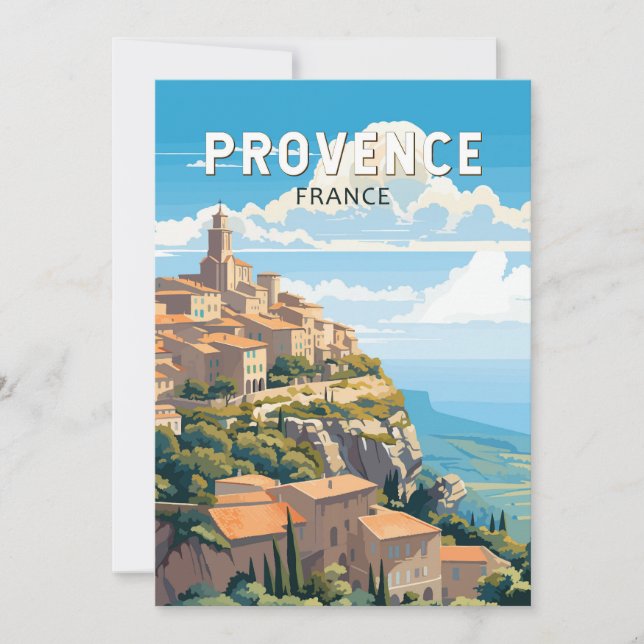 Convite Viagem Arte Vintage Provença França (Frente)