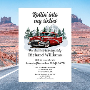 Convite Viagem Carro Clássico Retro Rolando 60º Aniversári