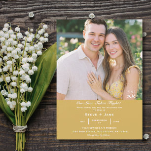 Convite Viagem Casamento Ouro Elegante Foto Personalizada