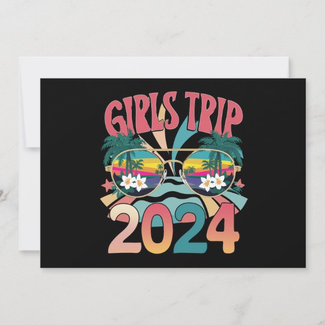 Convite Viagem das Garotas Groovy 2024 Fim de Semana Verão (Frente)
