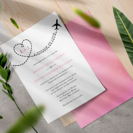 Convite Viagem de Amor Rota de Avião Casamento de Destino