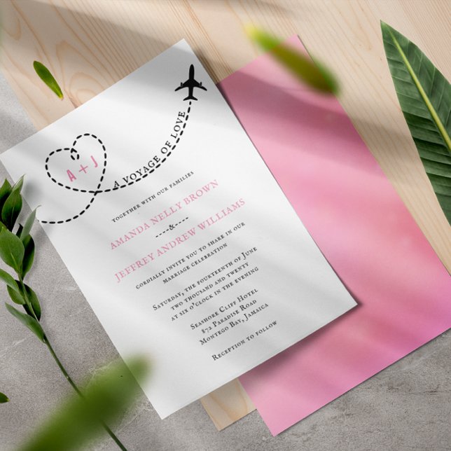 Convite Viagem de Amor Rota de Avião Casamento de Destino (Criador carregado)
