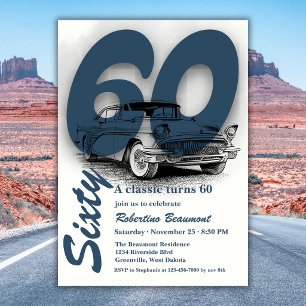 Convite Viagem de Carro Clássico Completa 60 Anos