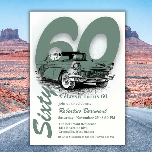 Convite Viagem de Carro Clássico Completa 60 Anos (Criador carregado)