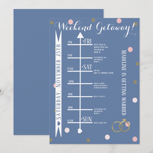 Convite Viagem de Fim de Semana de Despedida de Solteira e (Frente/Verso)