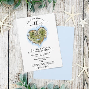 Convite Viagem de Mapa de Casamento de Destino Ilustrado Ú