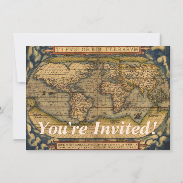Convite Viagem do Mapa Mundial Antiquado Ortelius Europa (Frente)