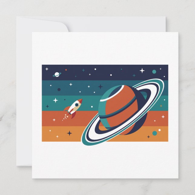 Convite Viagem Espacial Retro (Frente)
