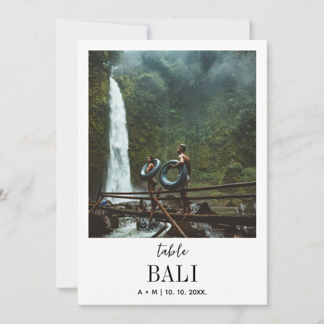 Convite Viagem Foto de Destino Elegante Moderno Casamento (Frente)