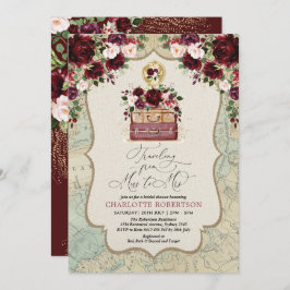 Convite Viagem Tema Vintage Map Adventure Chá de panela