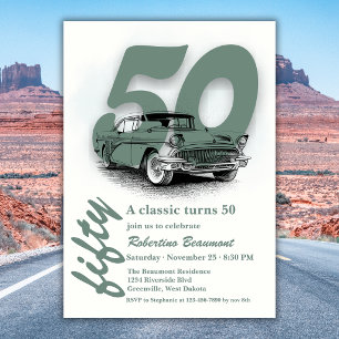 Convite Viagem Verde Carro Clássico Completa 50 Anos