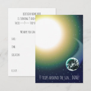 Convite Viagens de Bday Personalizadas em Torno do Sol