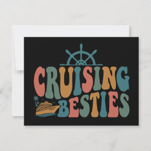 Convite Viagens vintage de Besties de Cruzeiro para Navios