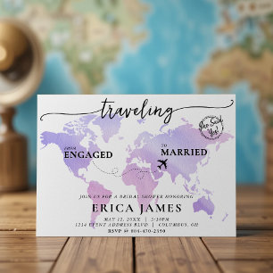 Convite Viajando de Engajado a Chá de panela casado