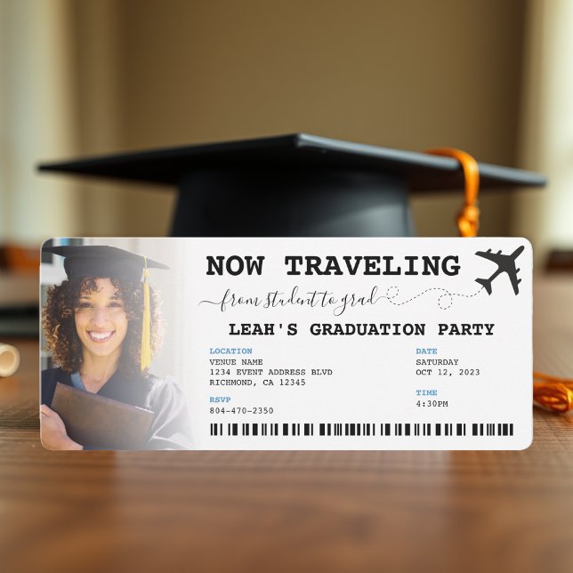 Convite Viajando de Estudante para Formando Festa de forma (Traveling from Student to Grad Graduation Party Invitation
)