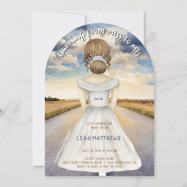 Convite Viajando de Miss a Sra. Chá de panela (Frente)