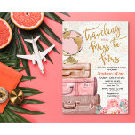 Convite Viajando de Miss a Sra. Chá de panela<br><div class="desc">Viajando de Miss a Sra. Viagem Themed Suitcase Mapa Atlas Chá de panela Floral Glitter Confetti Convite</div>